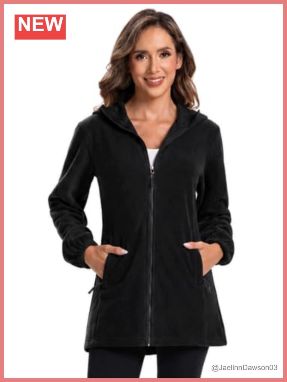 Women's Lightweight Zip Up Hooded Fleece Jacket Slim Fit Outdoor Coat